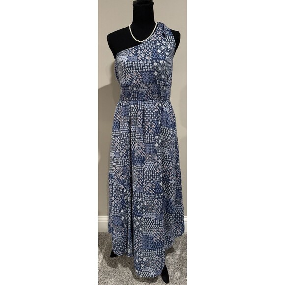 NWT American Eagle One Shoulder  Maxi Dress Sz S Tall Stretch Waist Feminine - Picture 1 of 12